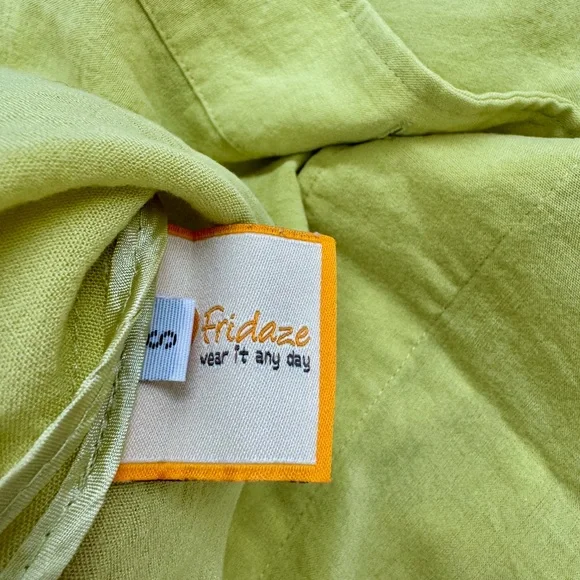 Fridaze 100% Linen Chartreuse Sailor Button-Up Jacket Size Small - Picture 2 of 7